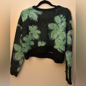 Daisy May Floral Knit Sweater - Black and Green